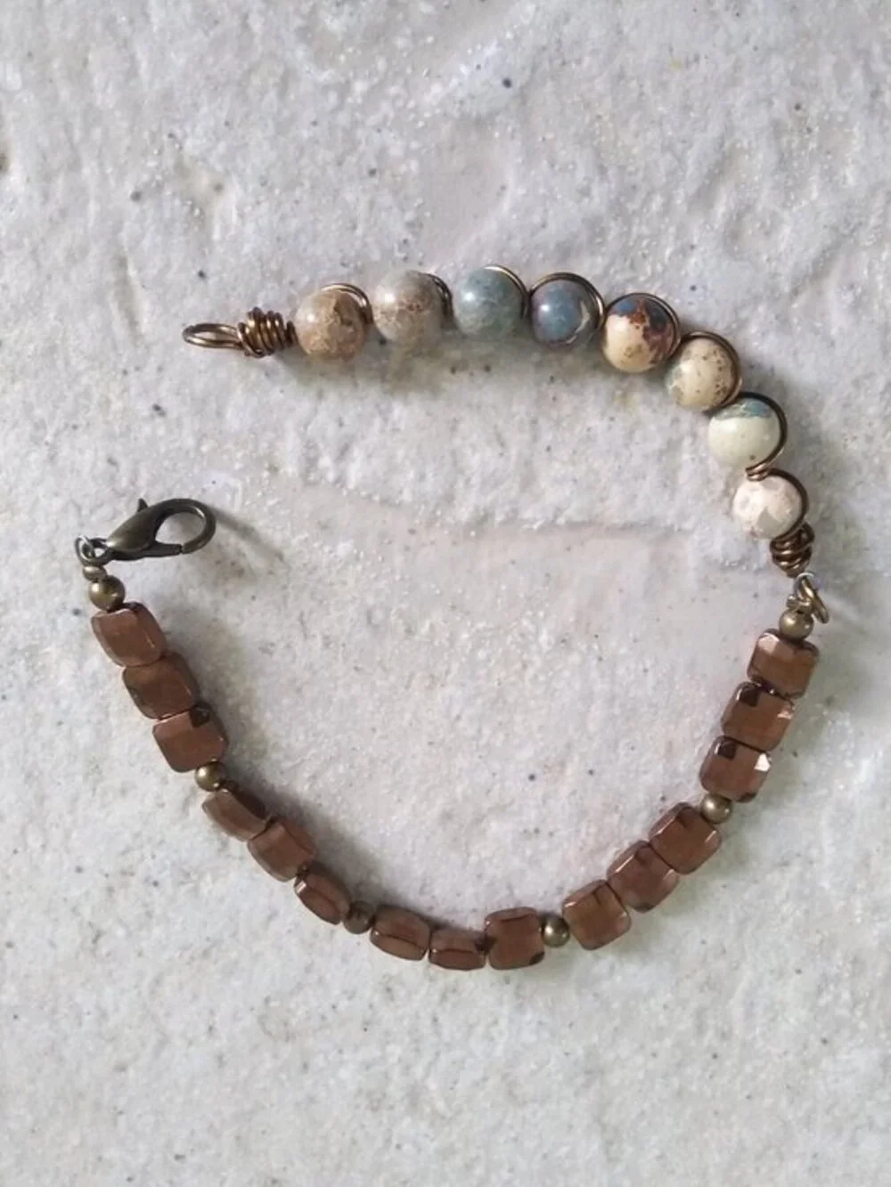 Dreamy Understated Stone & Tile Bracelet ~ 7-7.5